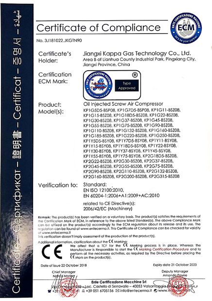 China Jiangxi Kappa Gas Technology Co.,Ltd certification